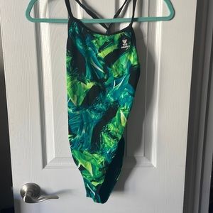 Fun green and black TYR swimsuit